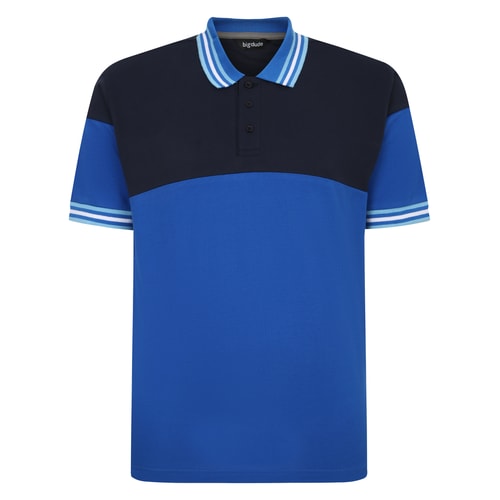 Bigdude Cut & Sew Pique Polo Shirt Navy Tall